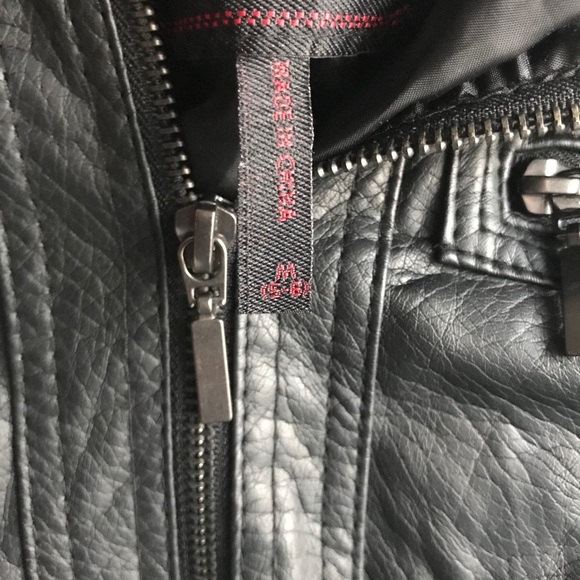 YOKI Black Mandarin Collar Faux Leather Jacket - Picture 3 of 4